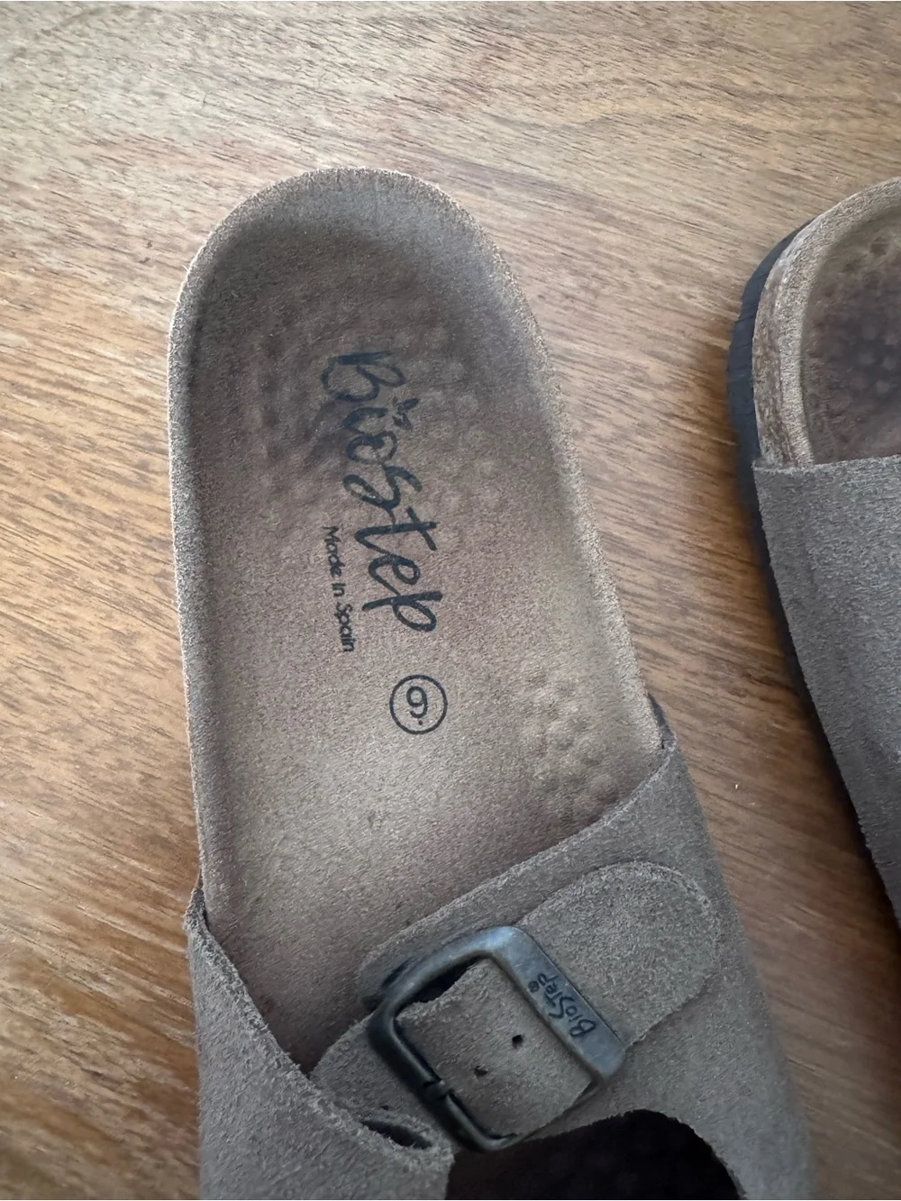 BioStep Brown Suede Leather Slide On Sandals Size 9